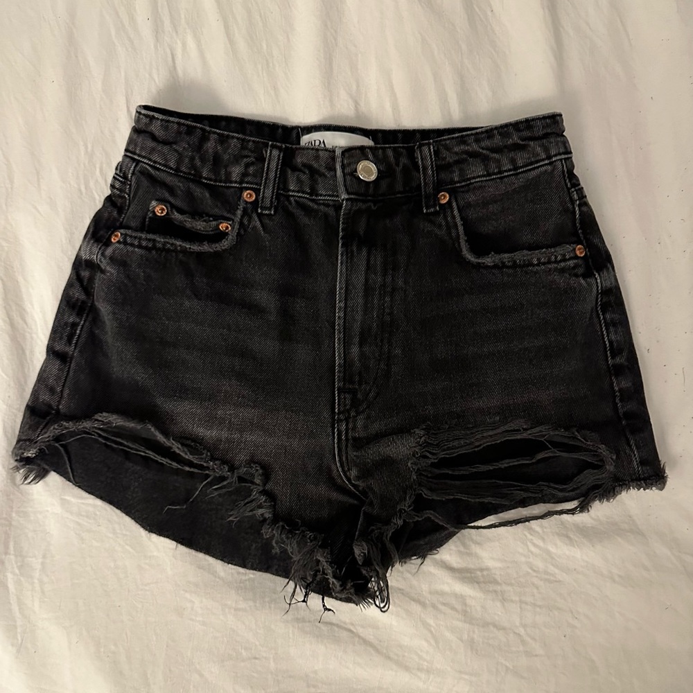 zara black high waist shorts